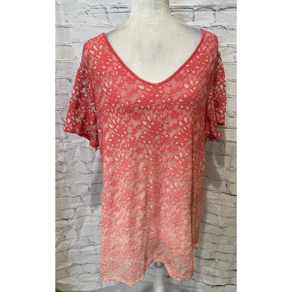 Avenue Women's Blouse Short Sleeve Stretchy Color Light Pink Size 18/20